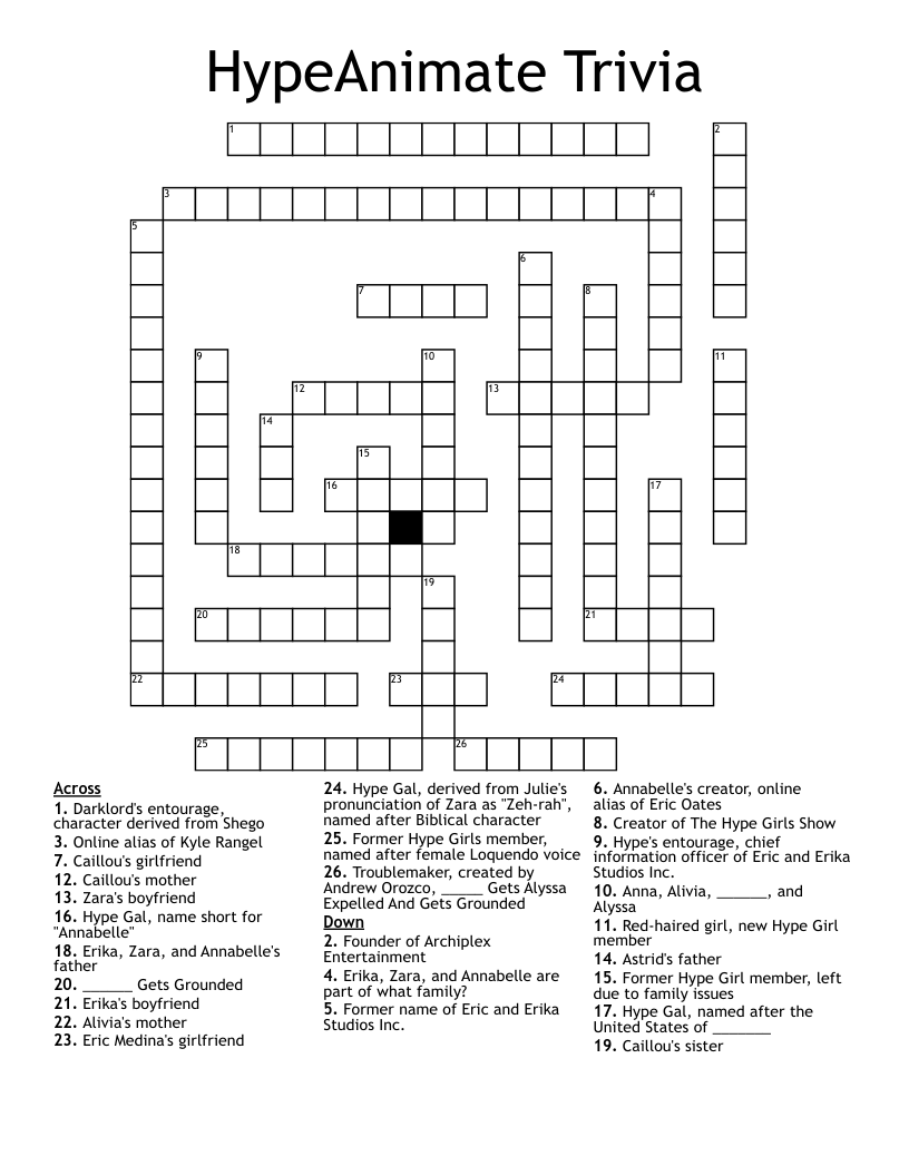 HypeAnimate Trivia Crossword WordMint
