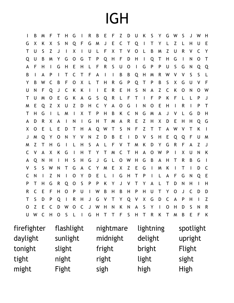 igh words Word Search WordMint