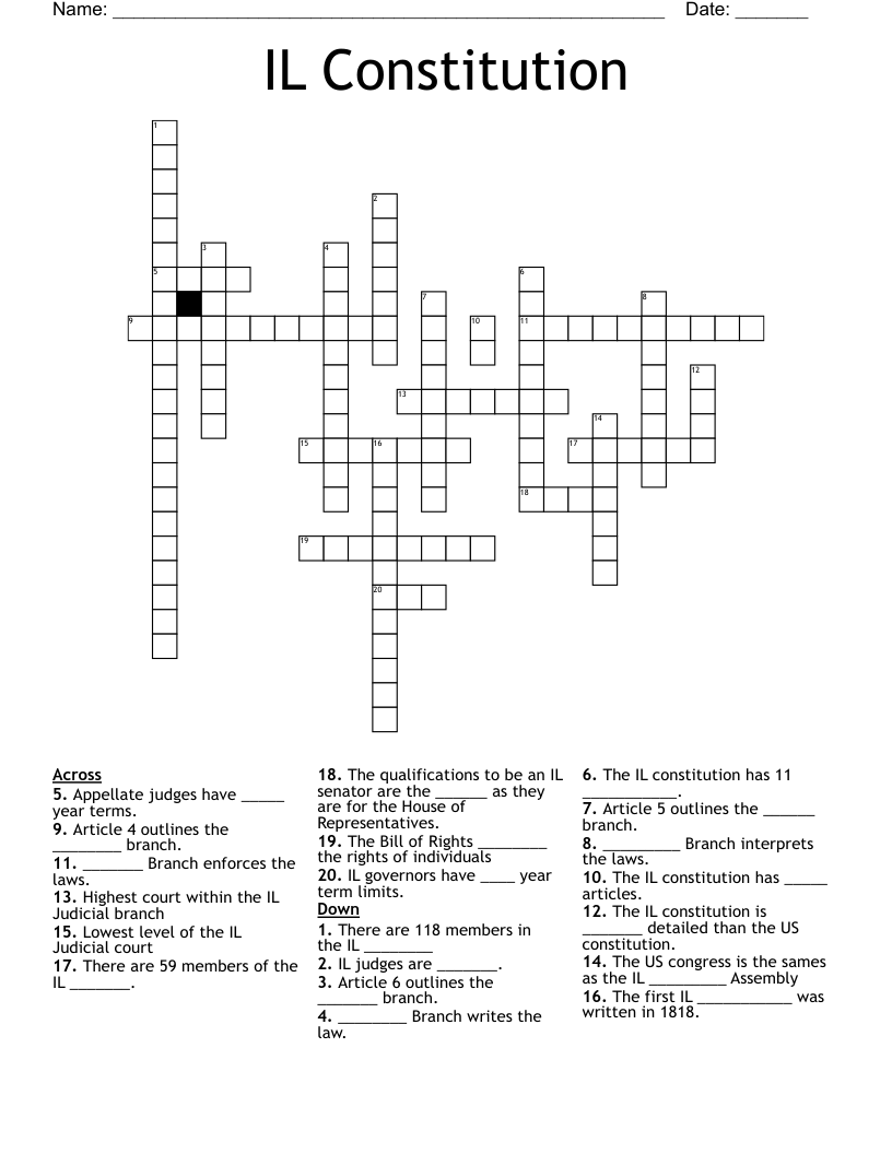 IL Constitution Crossword WordMint