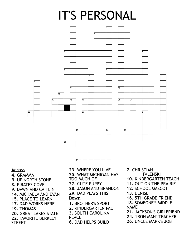 IT'S PERSONAL Crossword WordMint