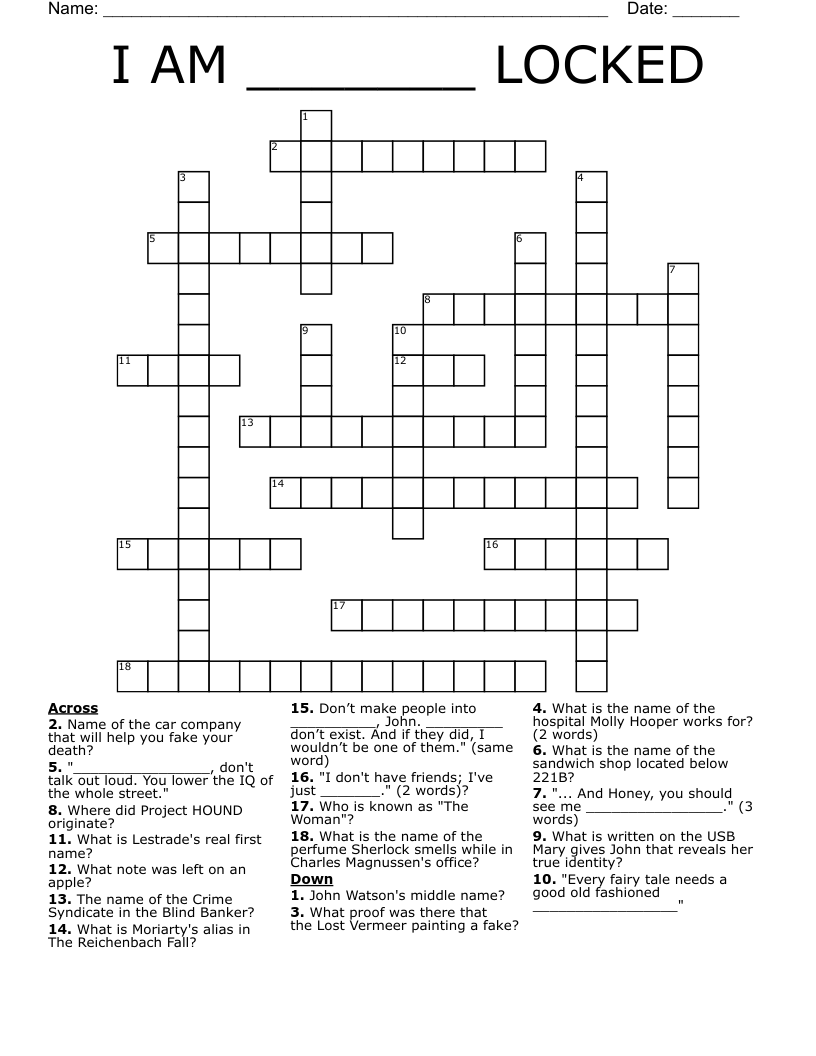 I AM _______ LOCKED Crossword WordMint