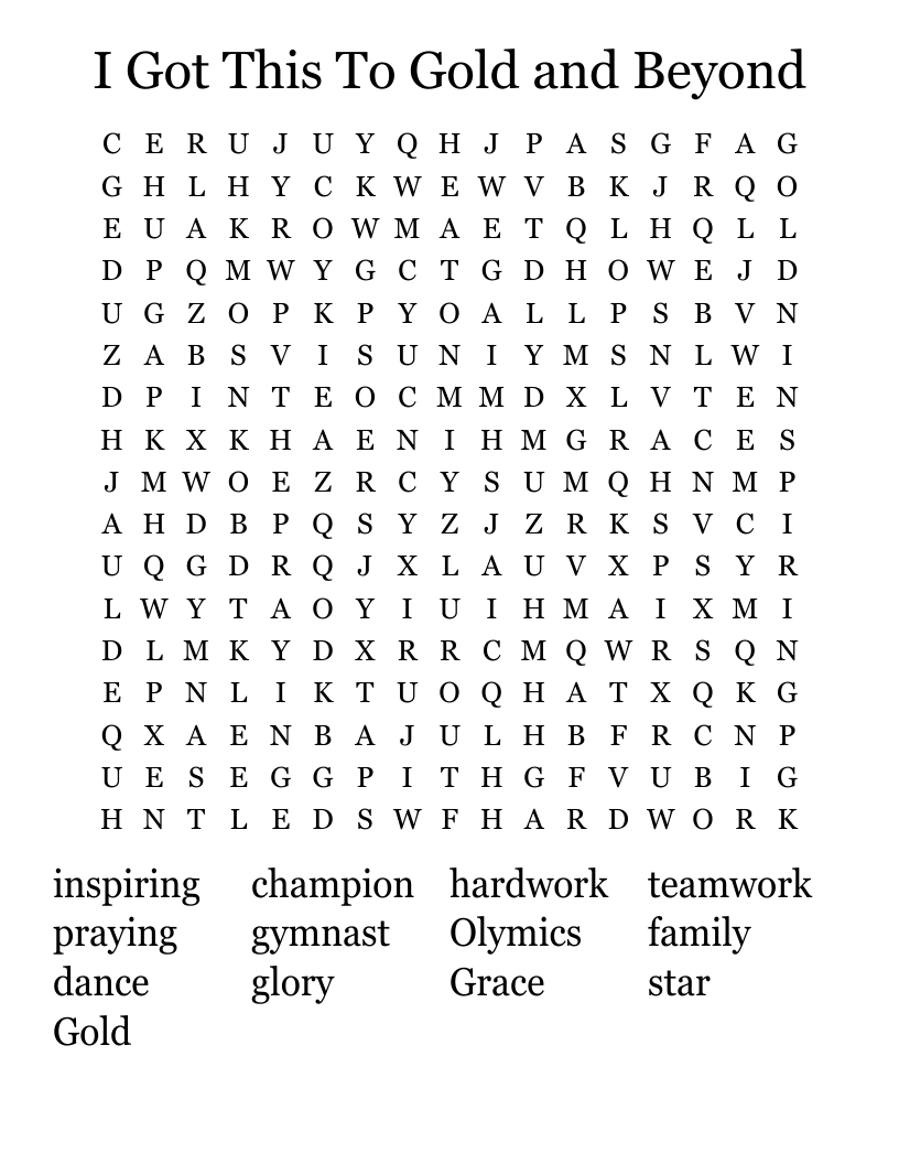 I Got This To Gold and Beyond Word Search - WordMint