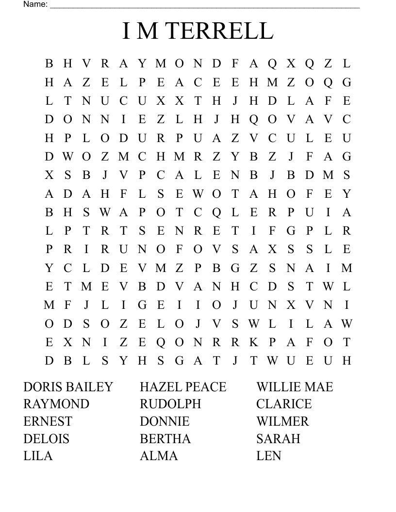 I M TERRELL Word Search WordMint