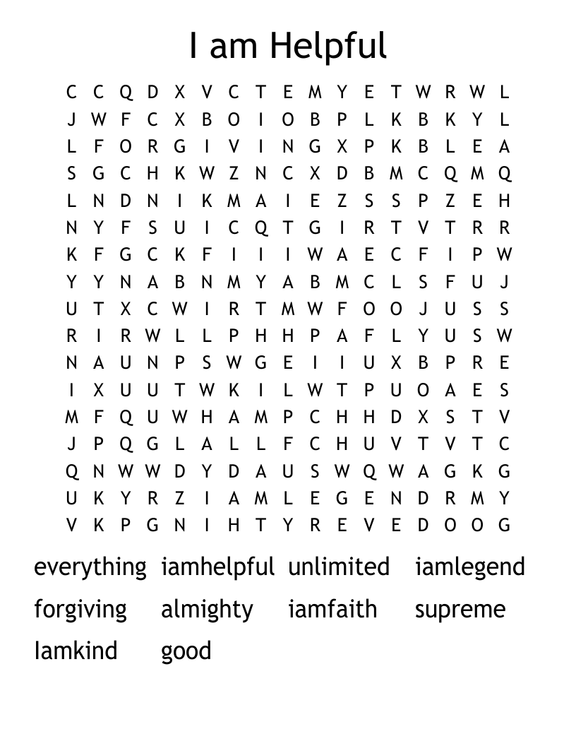 I am Helpful Word Search WordMint