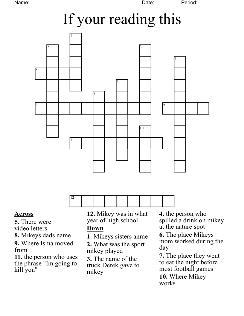 If your reading this Crossword WordMint