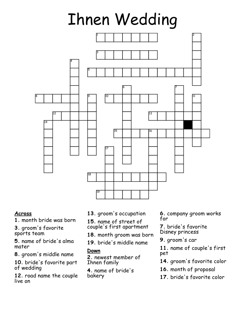 Tzvi & Leah'la's Crossword Puzzle WordMint