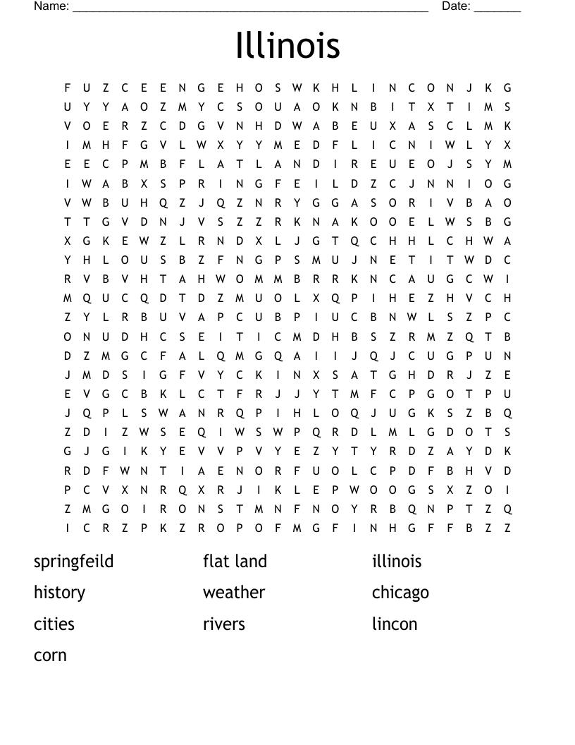 Illinois Word Search WordMint