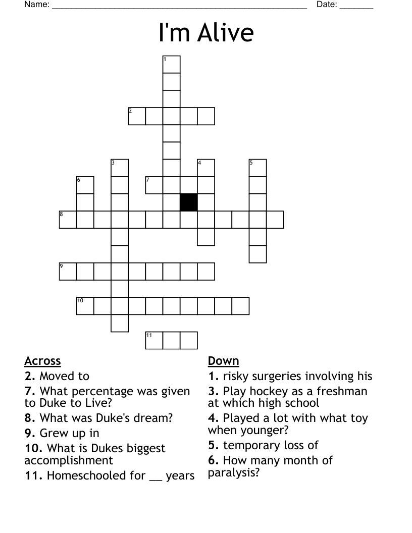 I'm Alive Crossword WordMint