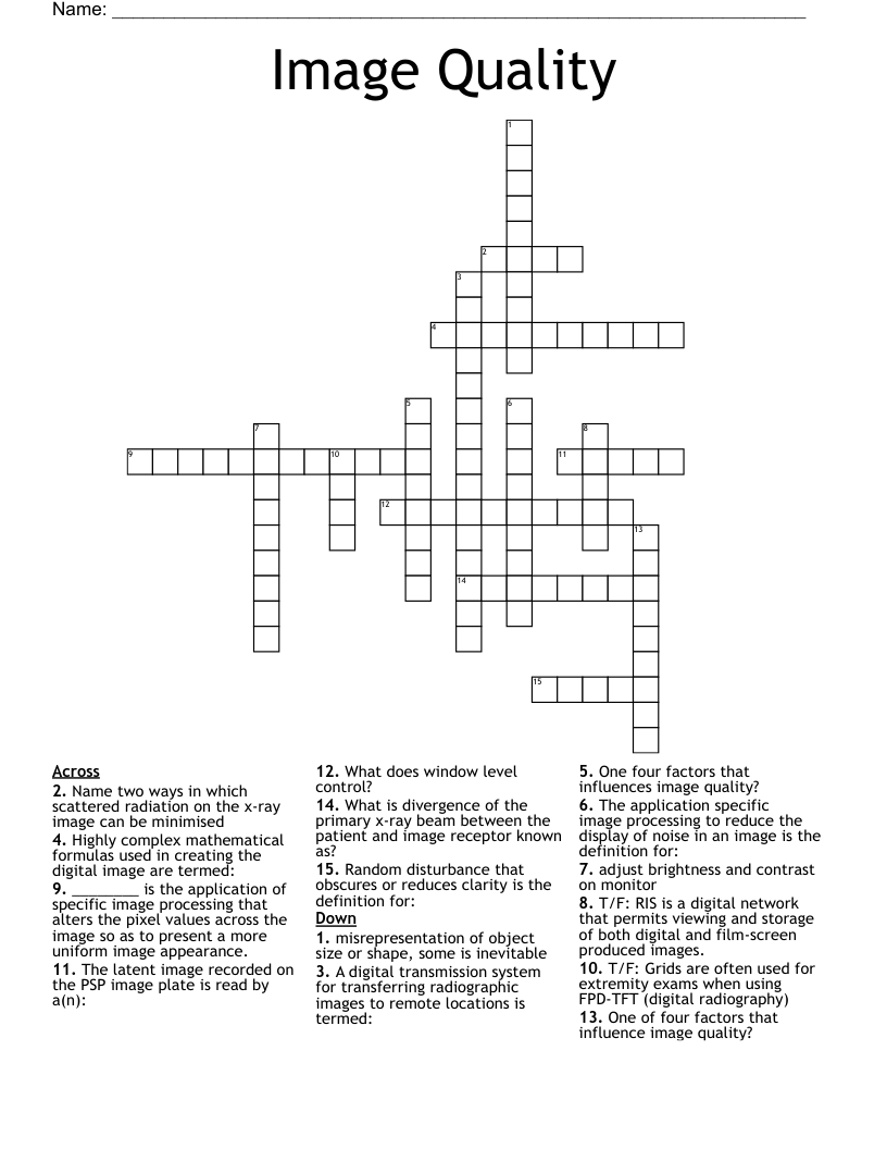 Image Quality Crossword WordMint