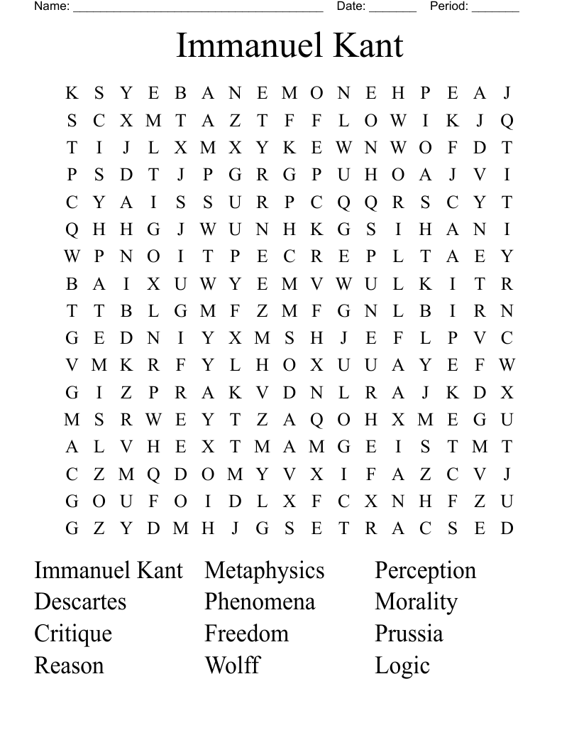 Immanuel Kant Word Search WordMint