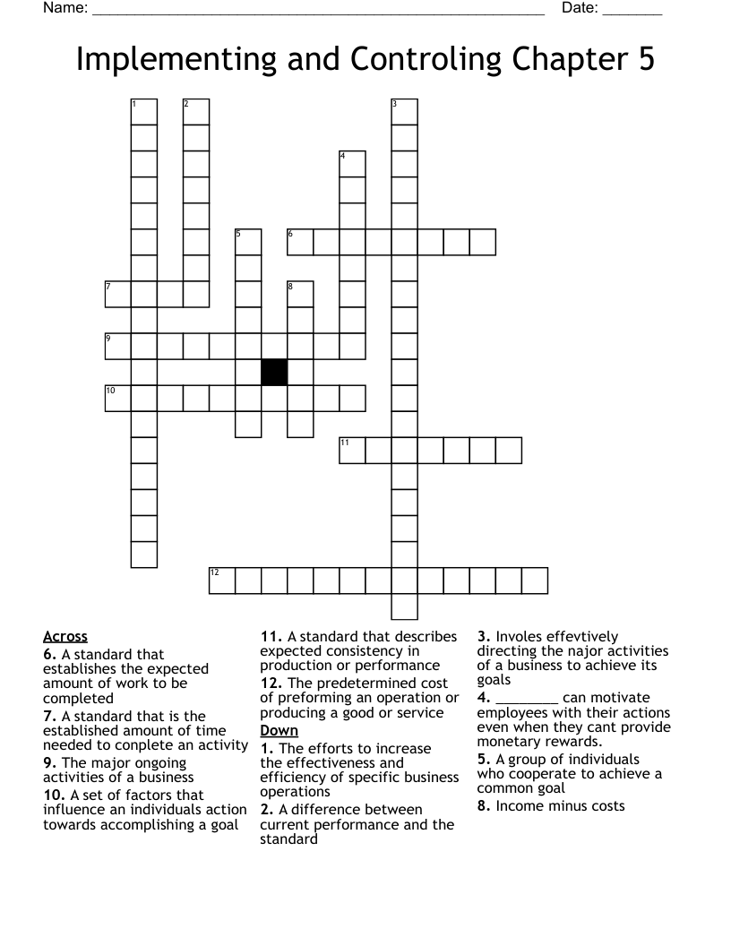 Implementing and Controling Chapter 5 Crossword WordMint