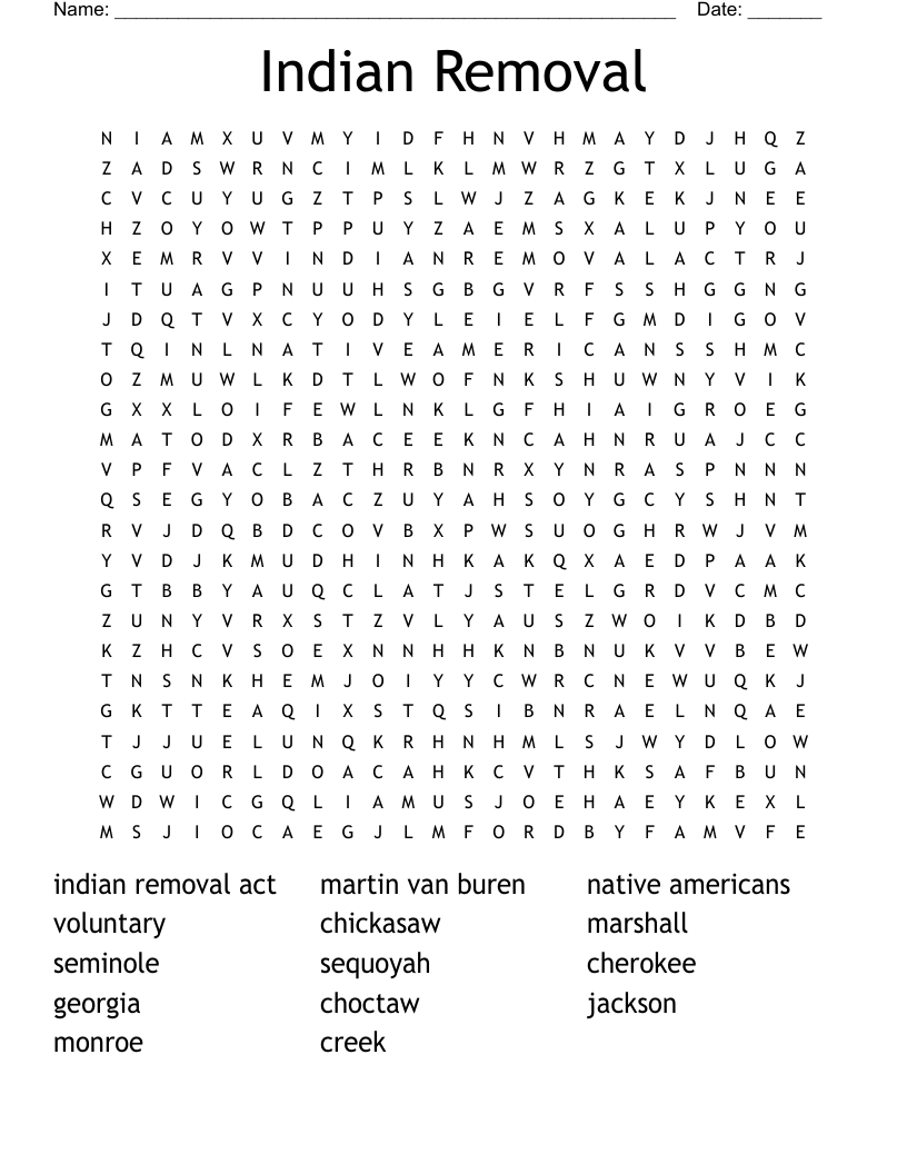 Trail of Tears Crossword WordMint