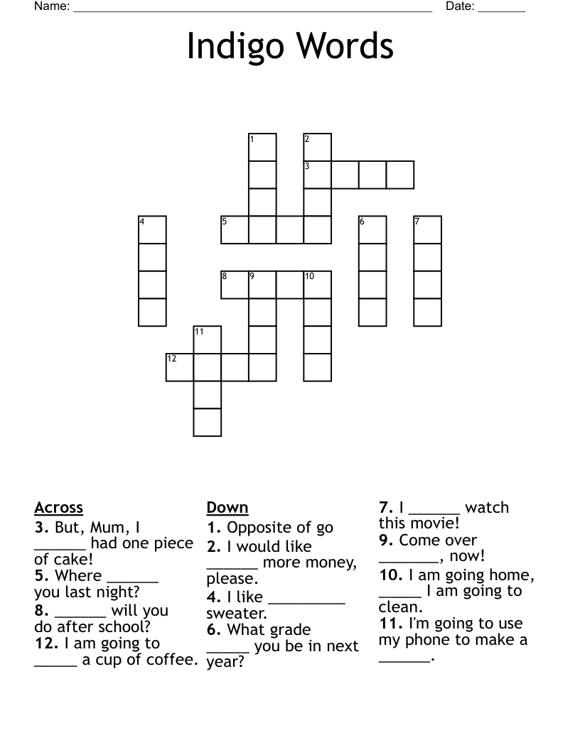 Indigo Words Crossword WordMint