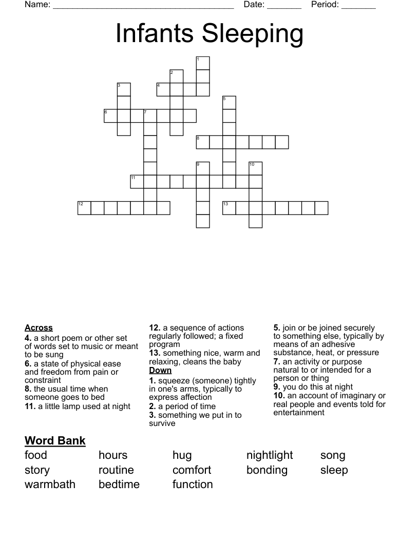 Infants Sleeping Crossword WordMint
