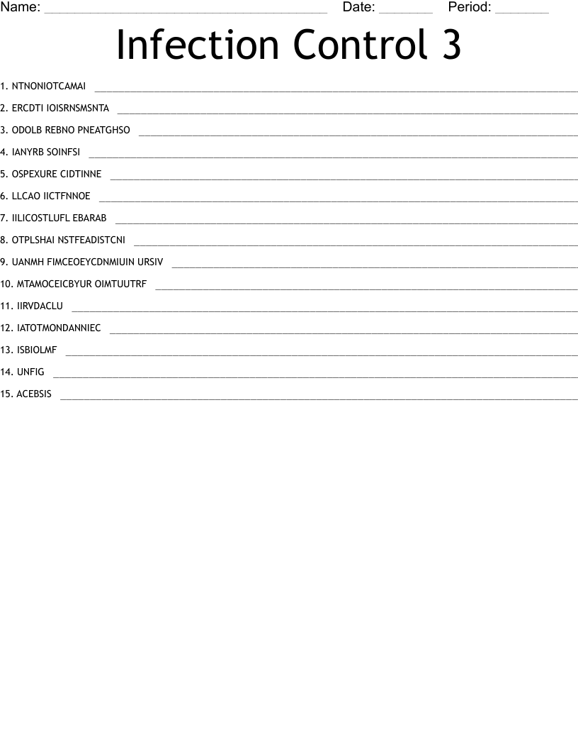 Infection Control 3 Word Scramble WordMint