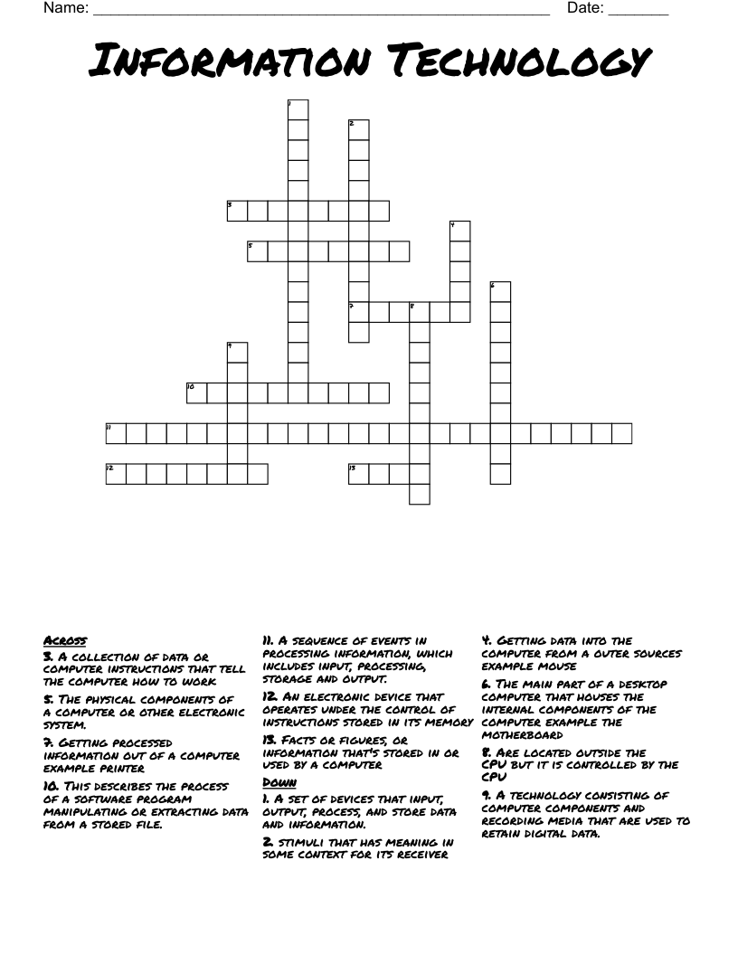 Information Technology Crossword WordMint
