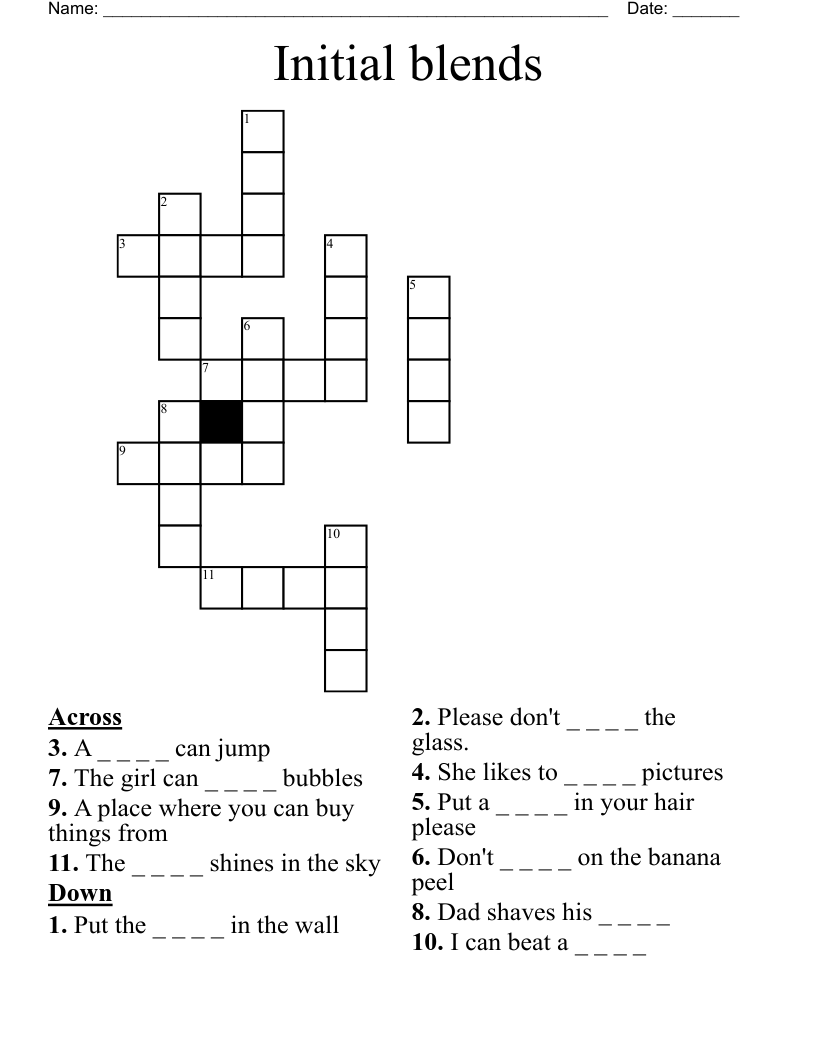 Initial blends Crossword WordMint