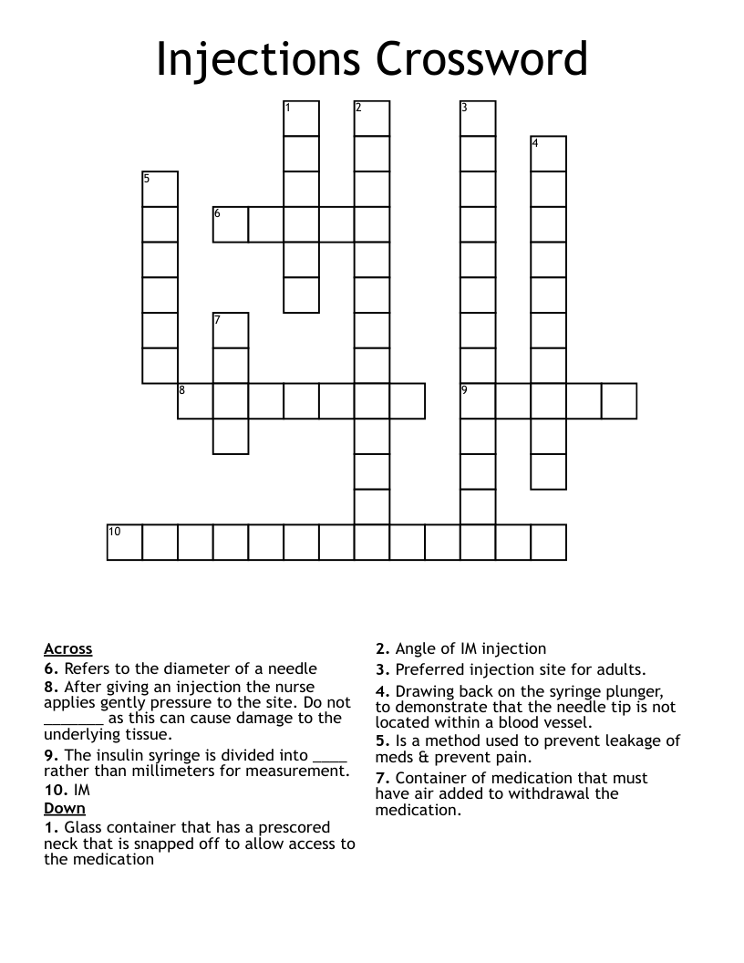 Injections Crossword WordMint