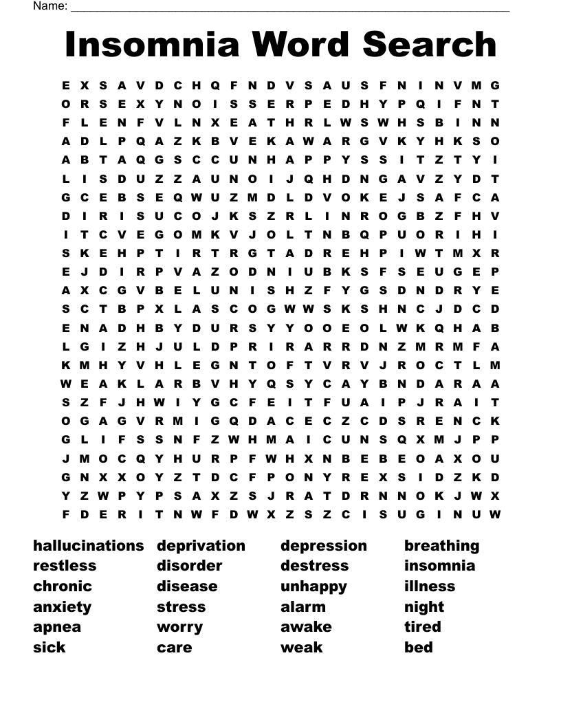 Insomnia Word Search WordMint