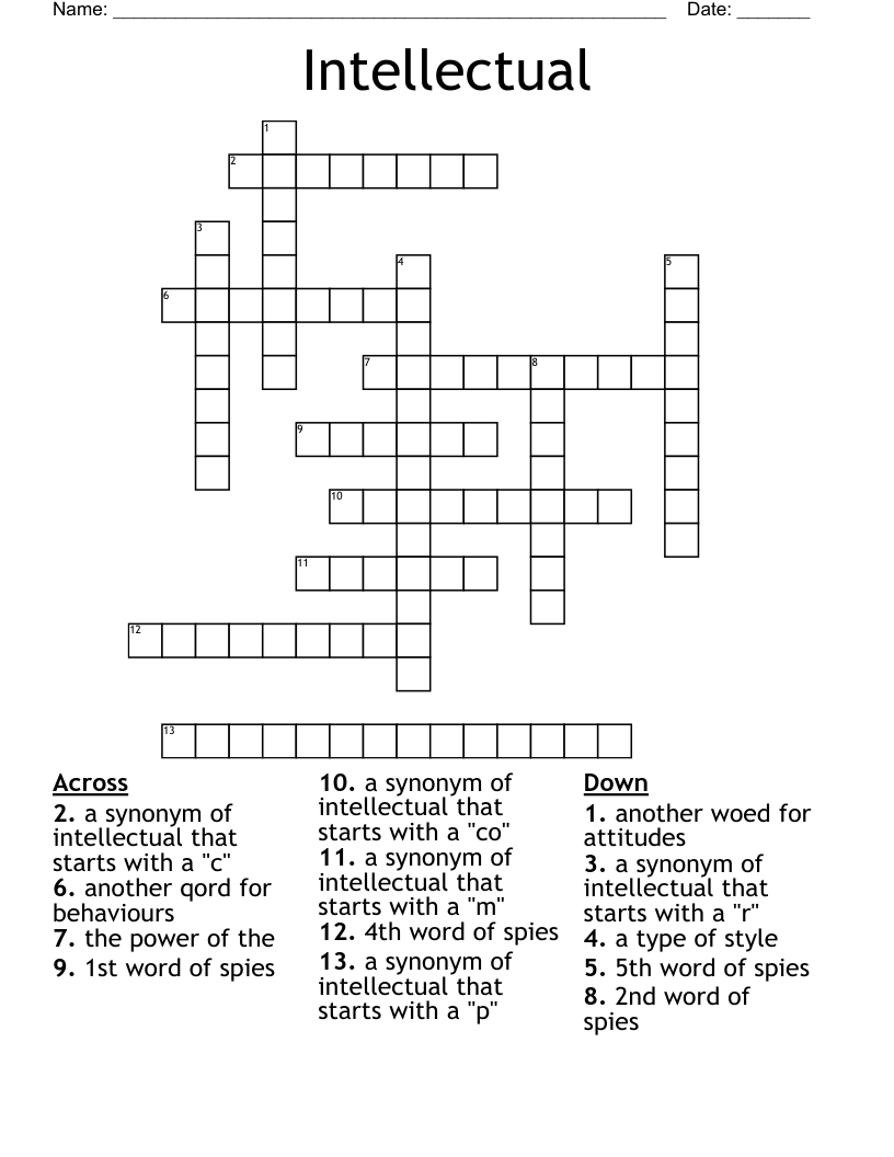 Intellectual Crossword WordMint