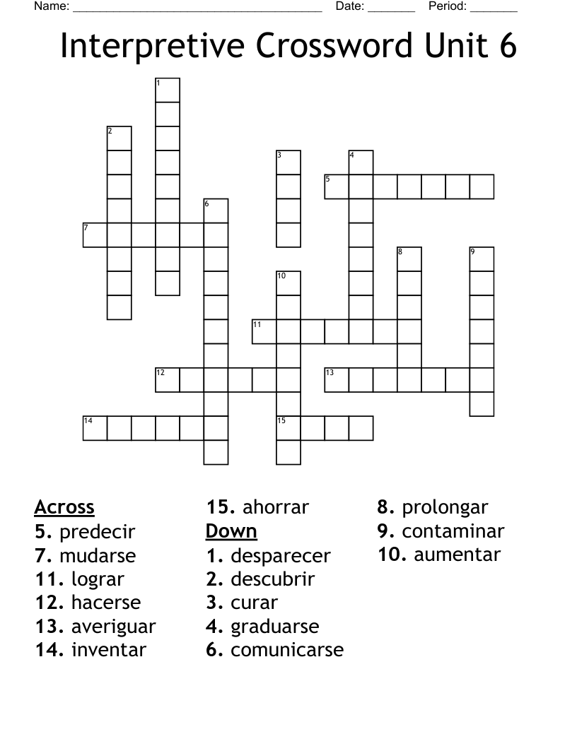 future unit Crossword WordMint