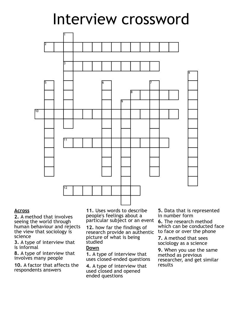 Interview crossword WordMint