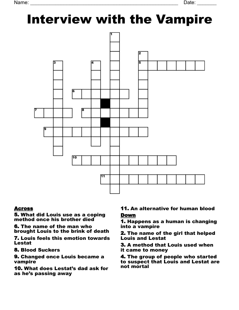 Interview with the Vampire Crossword WordMint
