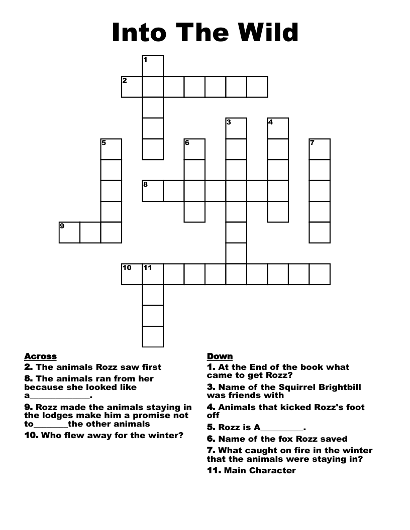 Into The Wild Crossword WordMint