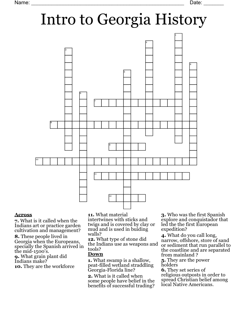 Intro to History Crossword WordMint