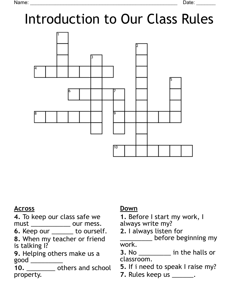 Classroom Rules Word Search WordMint