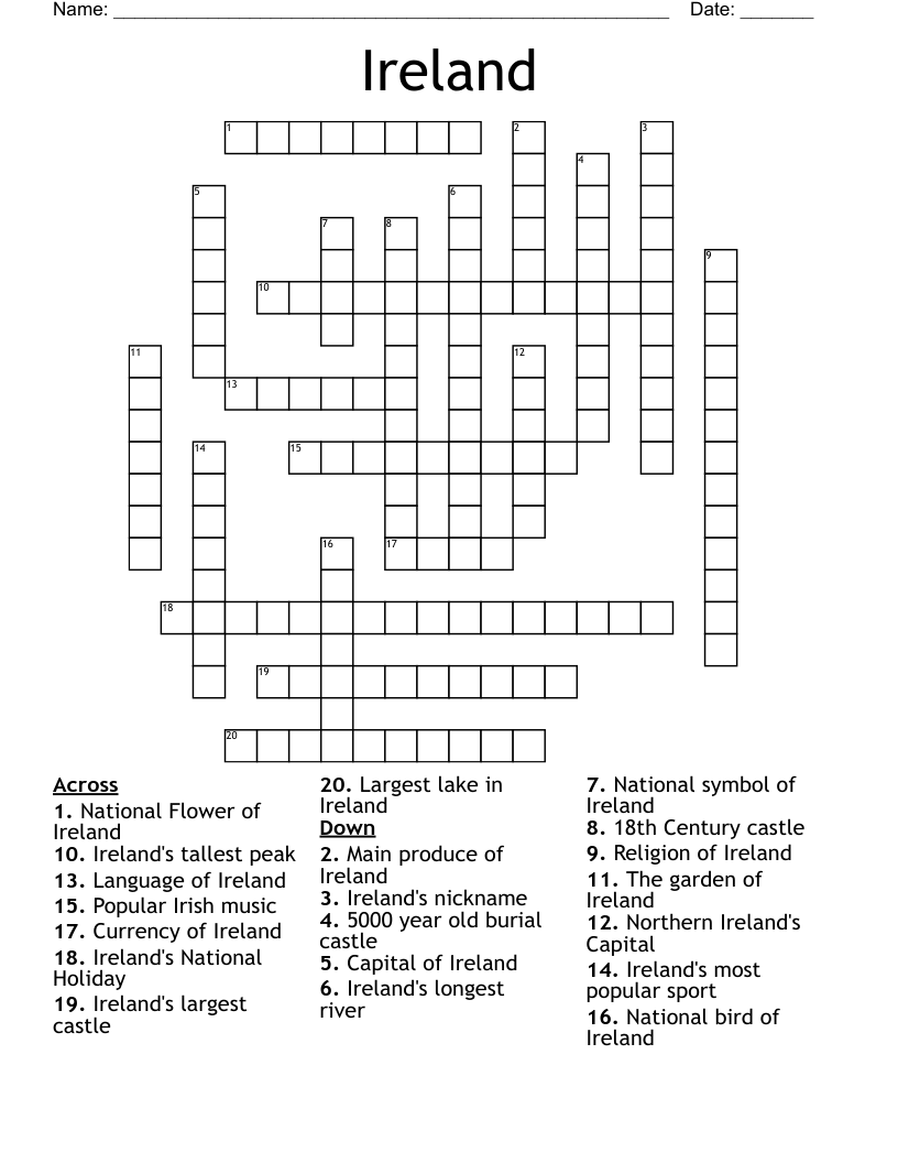 Ireland Crossword WordMint