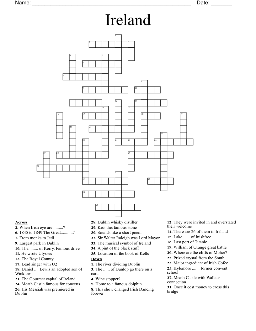 Ireland Crossword WordMint