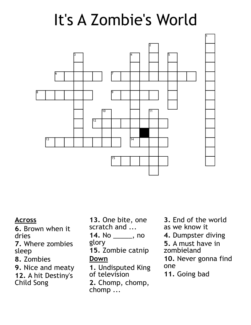 It's A Zombie's World Crossword WordMint