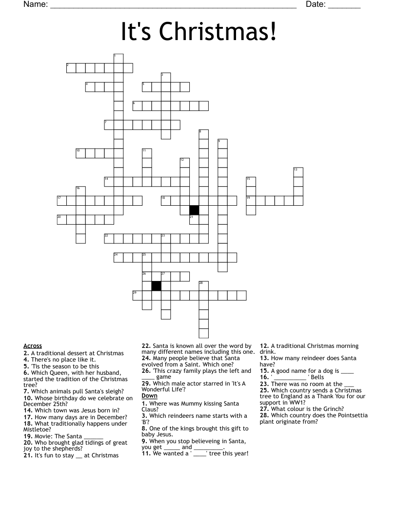 It's Christmas! Crossword WordMint