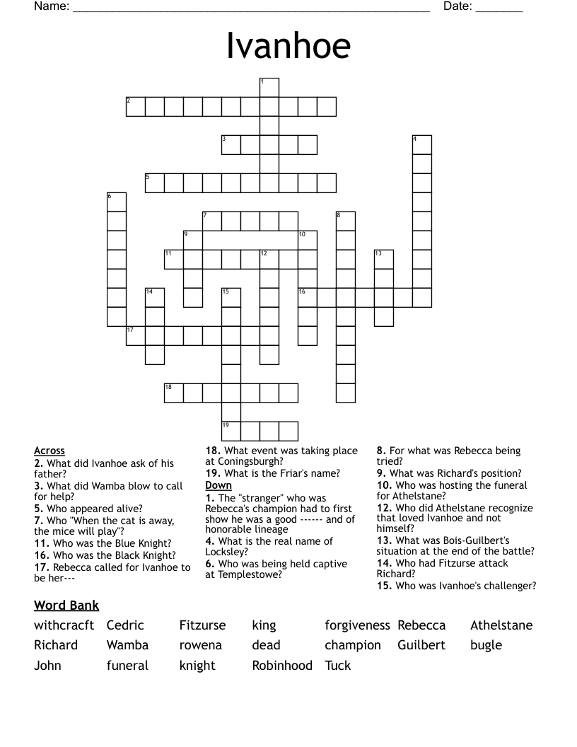 Ivanhoe Crossword WordMint