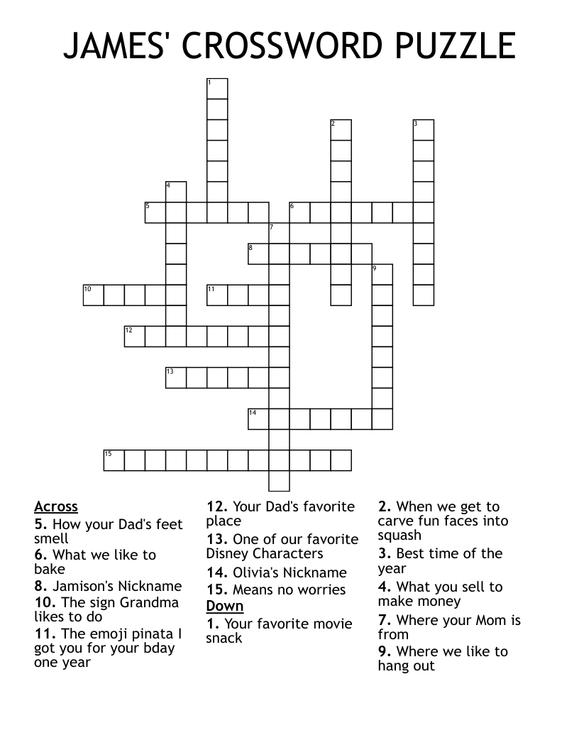 JAMES' CROSSWORD PUZZLE WordMint
