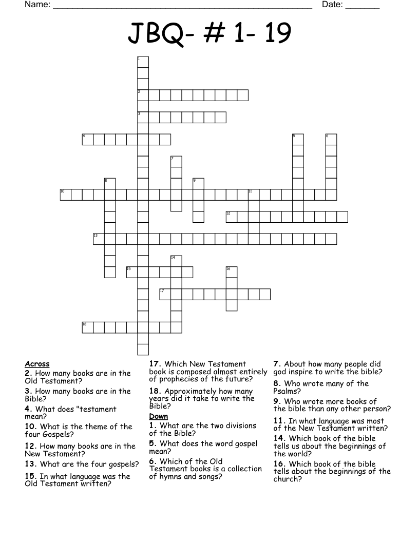 JBQ 1 19 Crossword WordMint