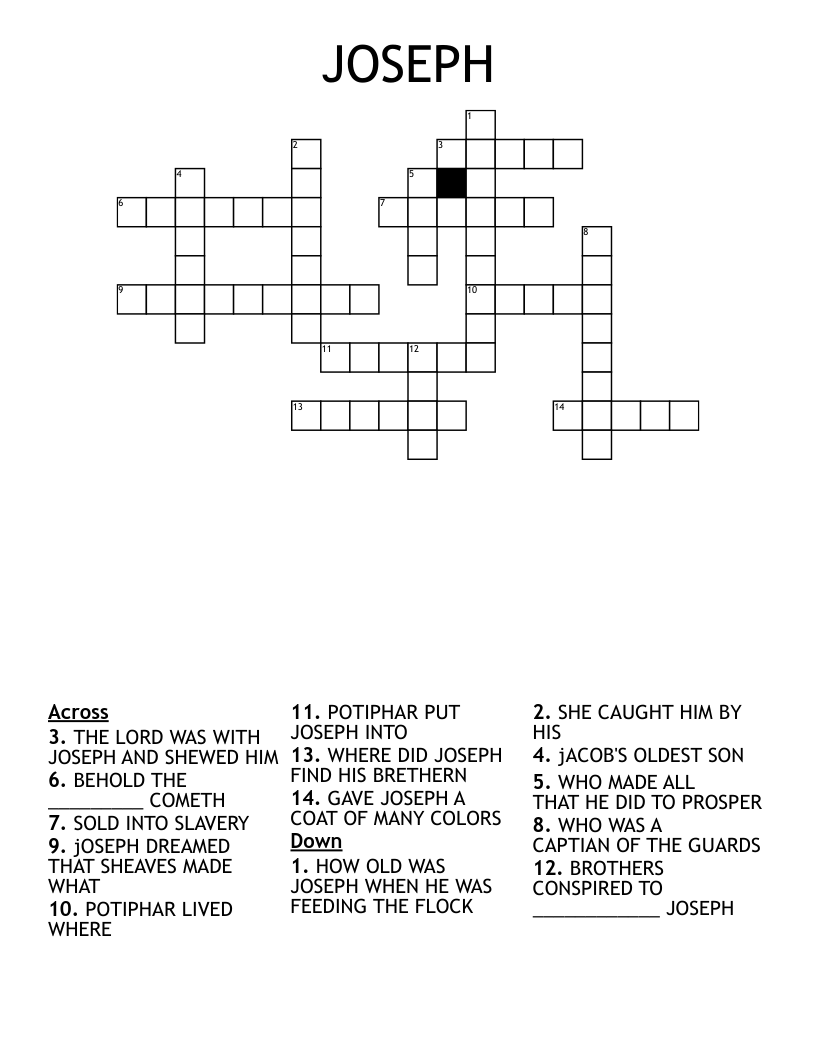 the story of joseph Crossword WordMint