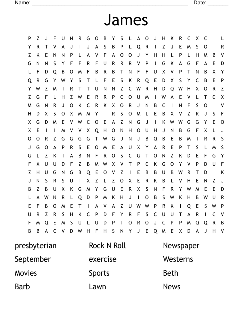 James Word Search WordMint