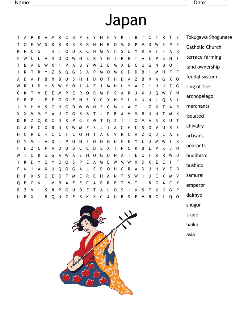japanese culture word search monster word search japanese color word