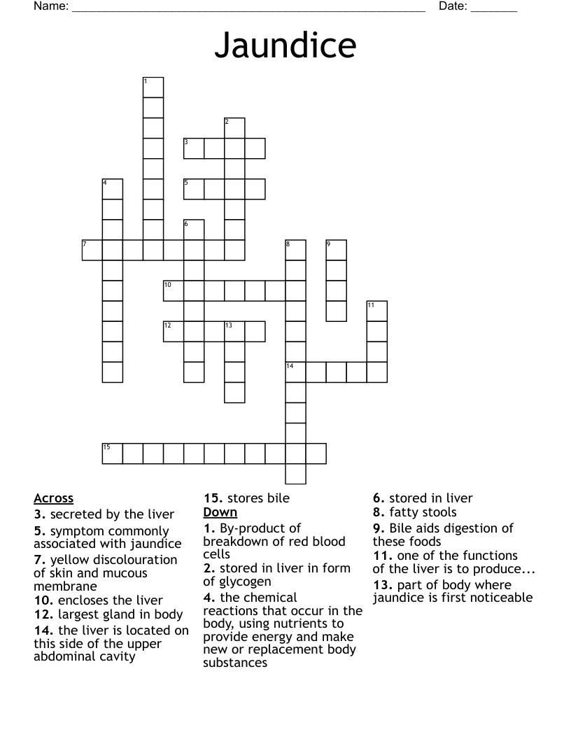 Jaundice Crossword WordMint