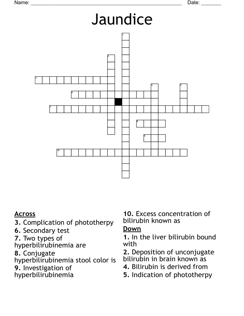 Jaundice Crossword WordMint