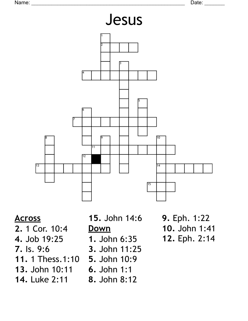 Jesus Crossword WordMint