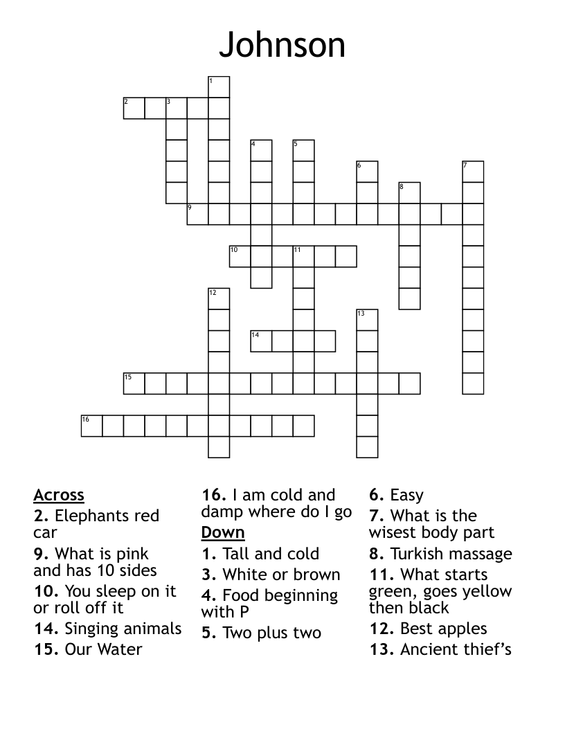 Johnson Crossword WordMint