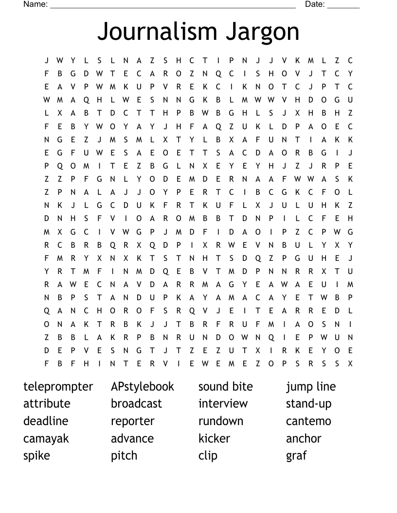 Journalism Jargon Word Search WordMint