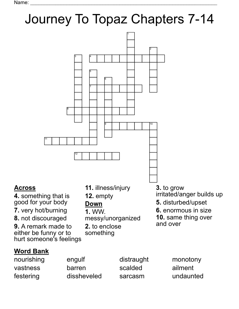 Journey To Topaz Chapters 714 Crossword WordMint