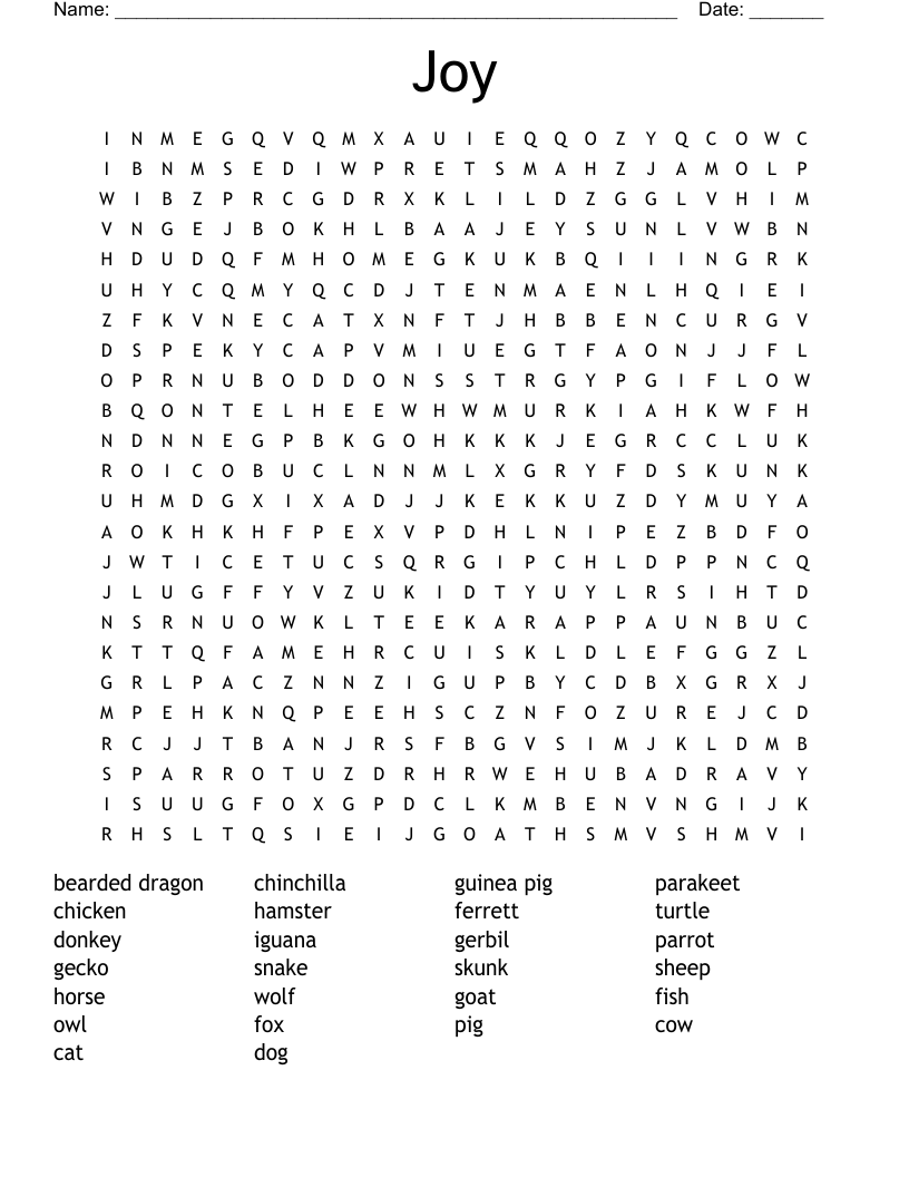 Joy Word Search WordMint