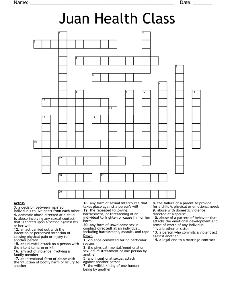 Health Science Crossword WordMint