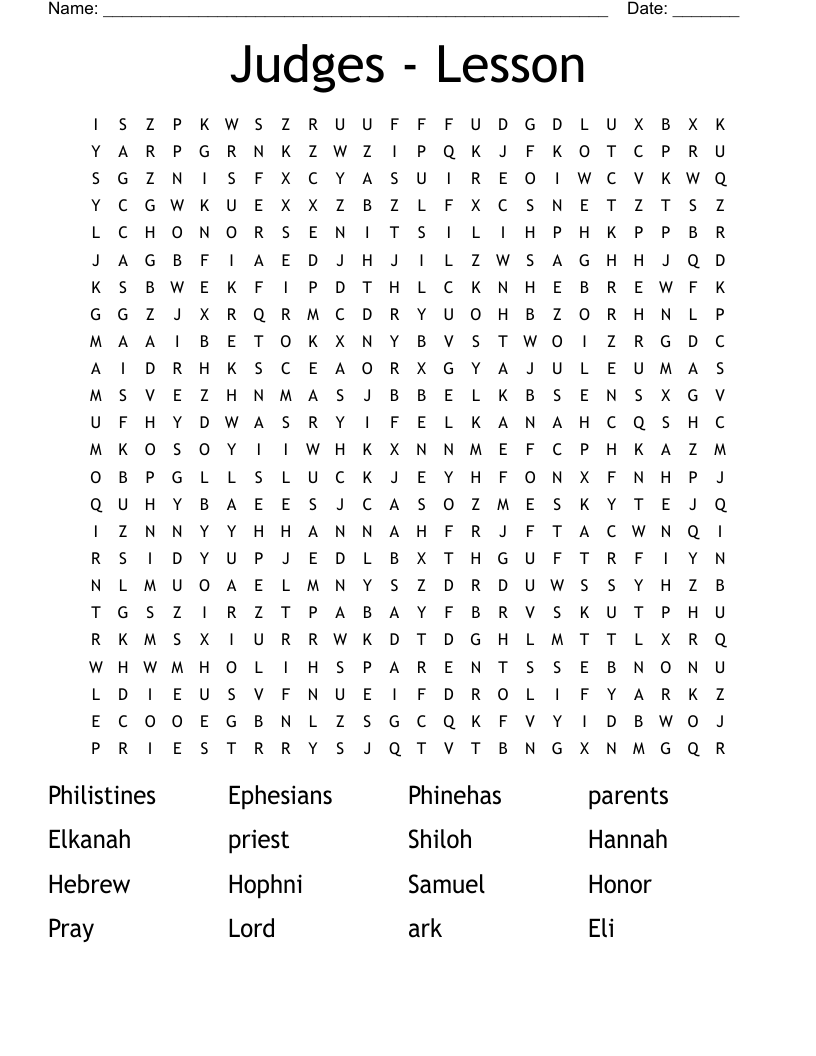 Judges Lesson Word Search WordMint