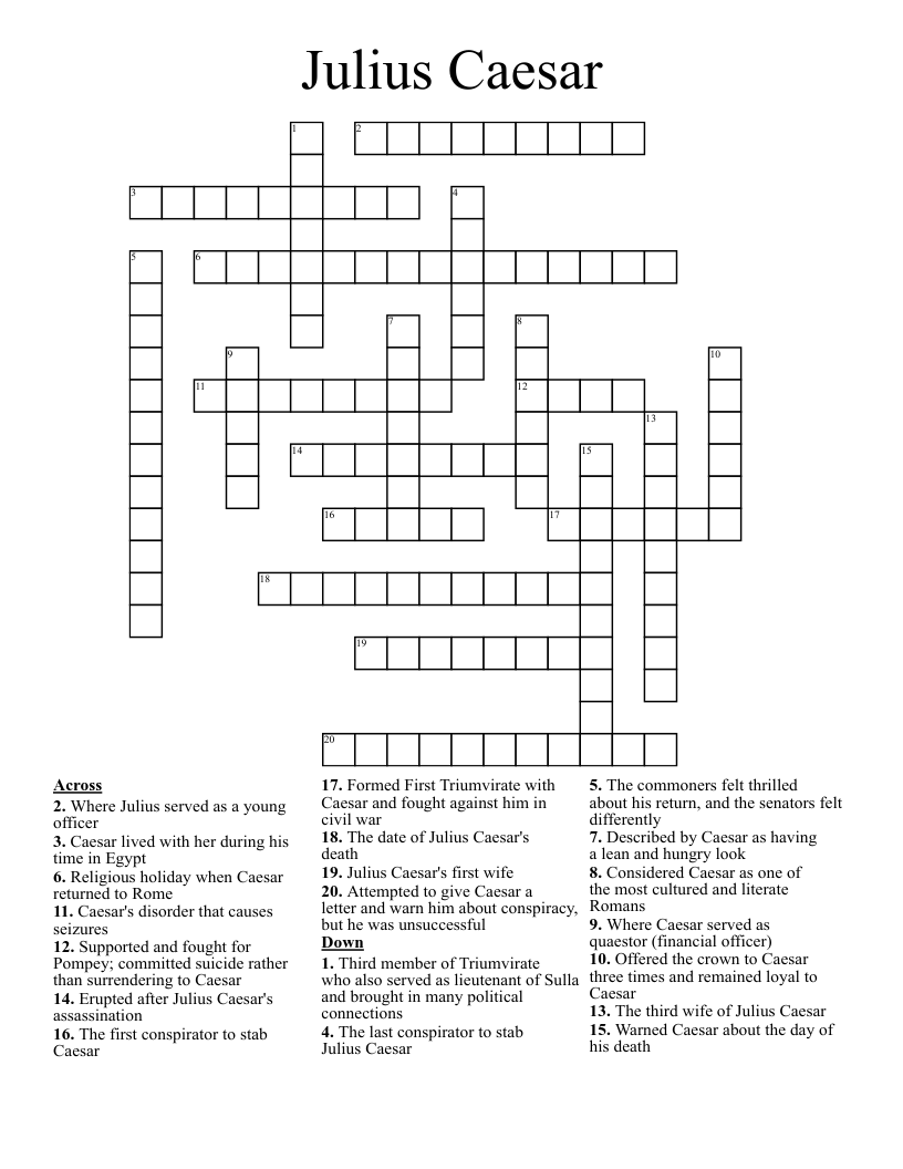 Julius Caesar Crossword WordMint